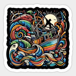 Fisherman Collage Sticker